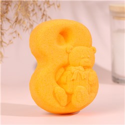 Бомбочка для ванны "С 8 марта с мишкой" с ароматом персика, 75 г, оранжевая