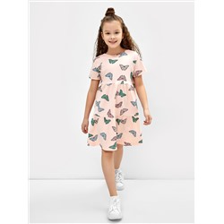 Платье для девочек розовое с принтом бабочки